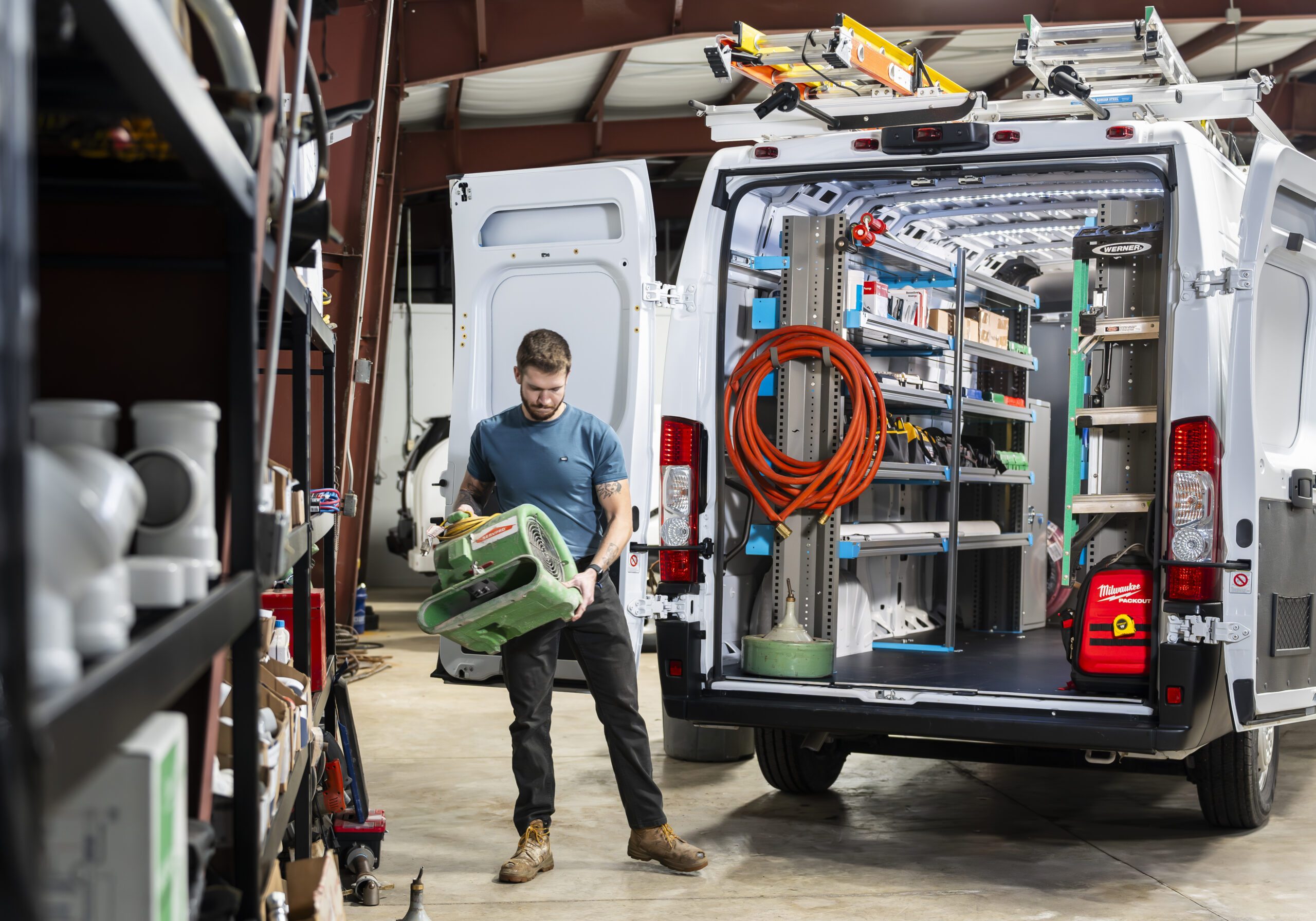 Dallas Plumbers work truck in a residential neighborhood